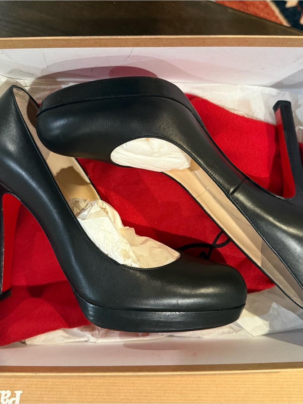 Christian Louboutin Black Leather Platform Pumps